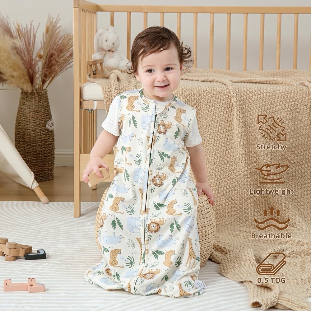 Unisex Baby Stretchy Jungle Themed Sleep Gown Wearable Blanket Size Small (0-6m)